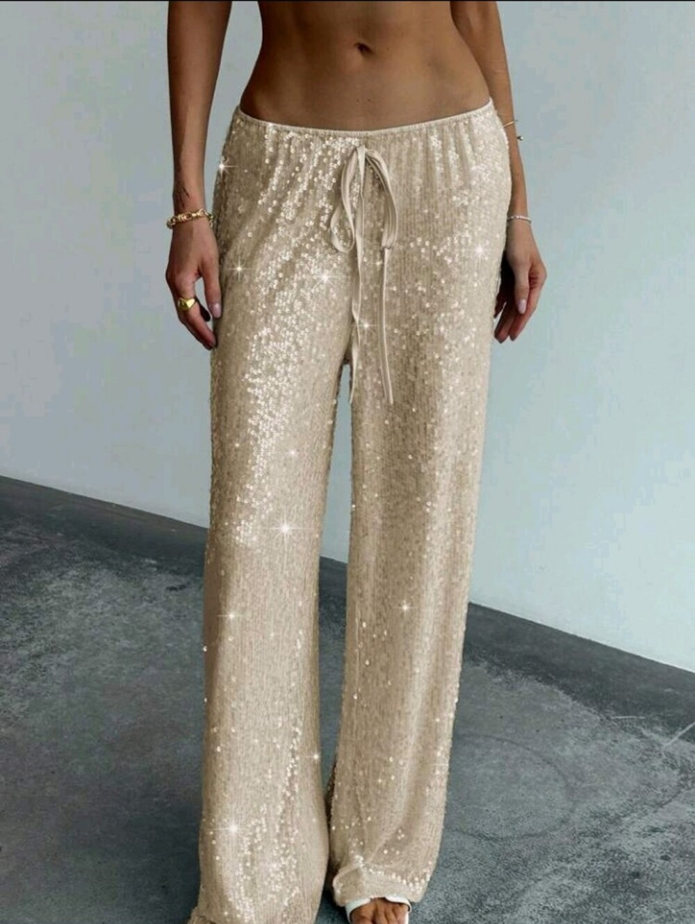 Women's Fashionable Sequin Long Pants, Suitable For Concerts And Parties